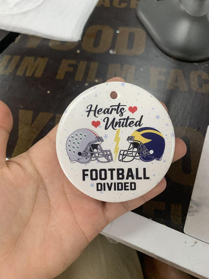 Personalized Hearts United Ornament, Football Teams, Christmas Gift, Custom Couple Names