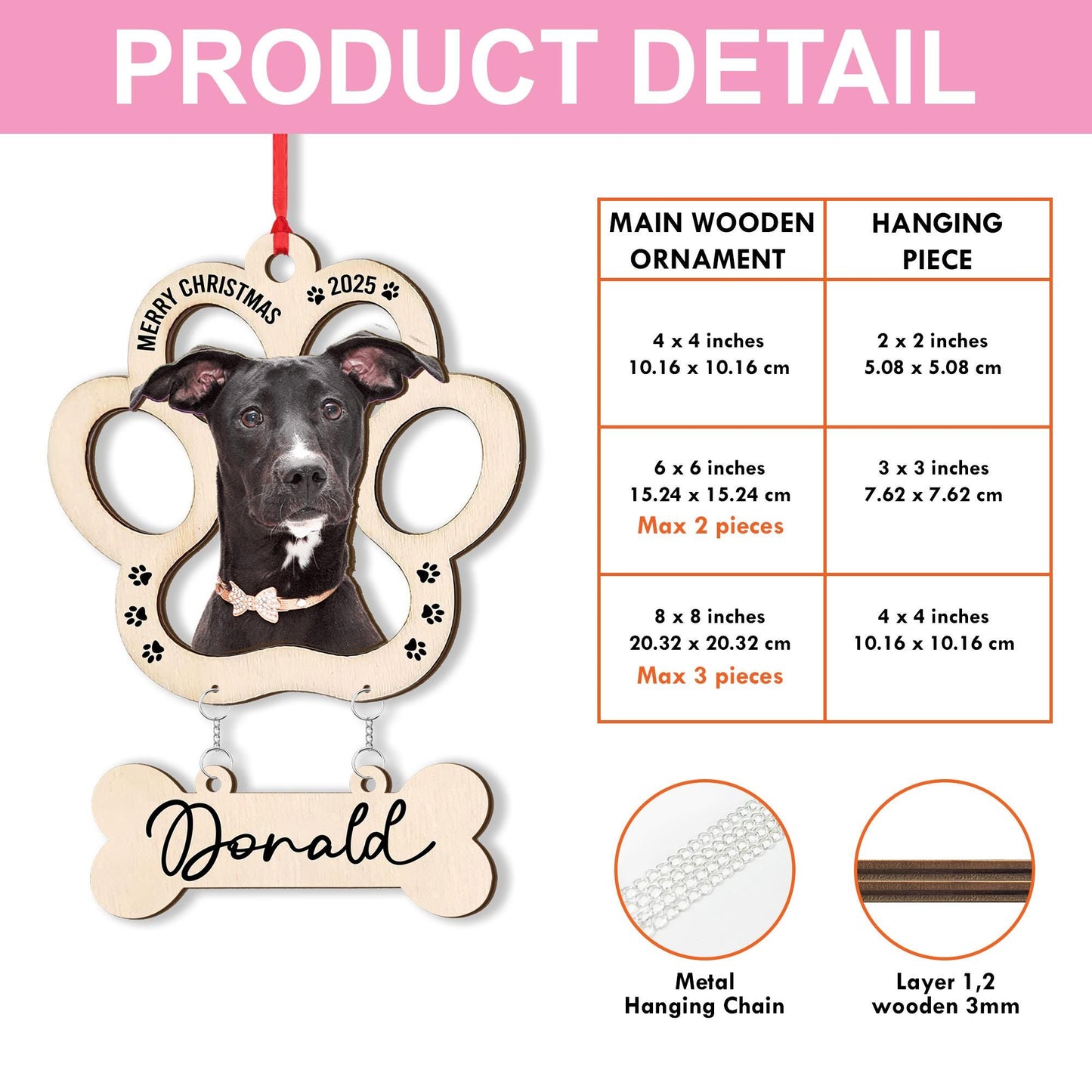 Personalized Pet Photo Christmas Ornament: Custom Dog/Cat Keepsake