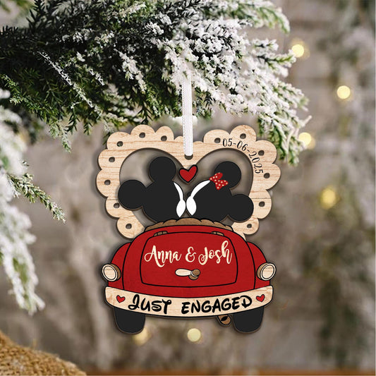 Personalized Mickey Minnie Engaged Ornament 2025, Custom Engagement Ornament with Names & Date, Personalized Wedding Ornament, Disney Couple