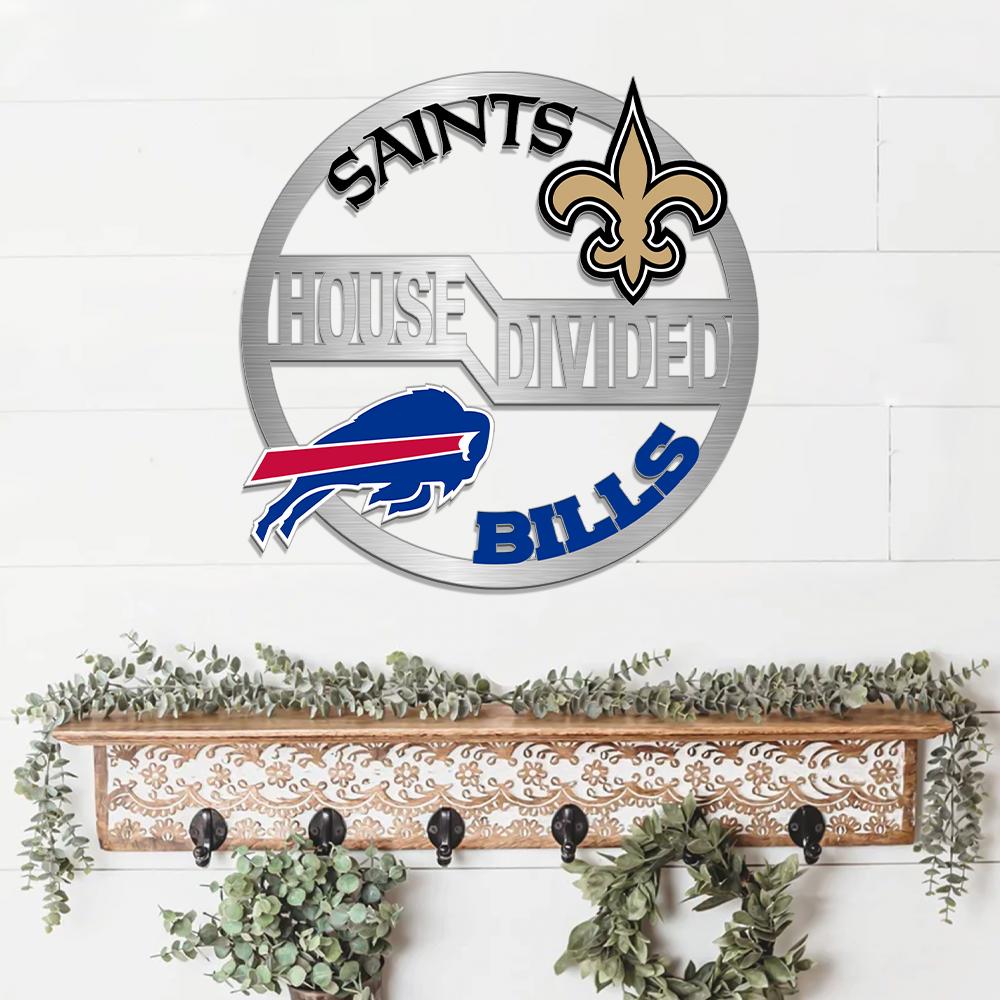 Personalized House Divided Football Sign: Metal Sports Team Door Hanger