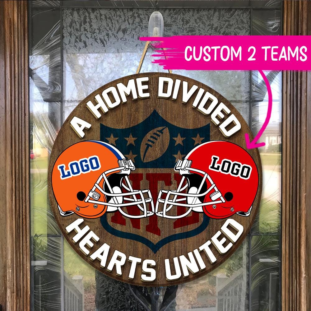 Personalized House Divided Football Door Hanger: Sports Team Sign