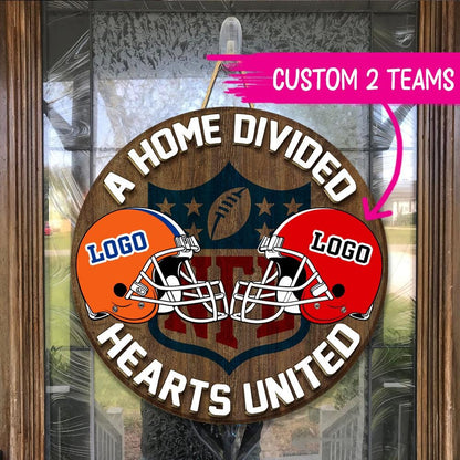 Personalized House Divided Football Door Hanger: Sports Team Sign