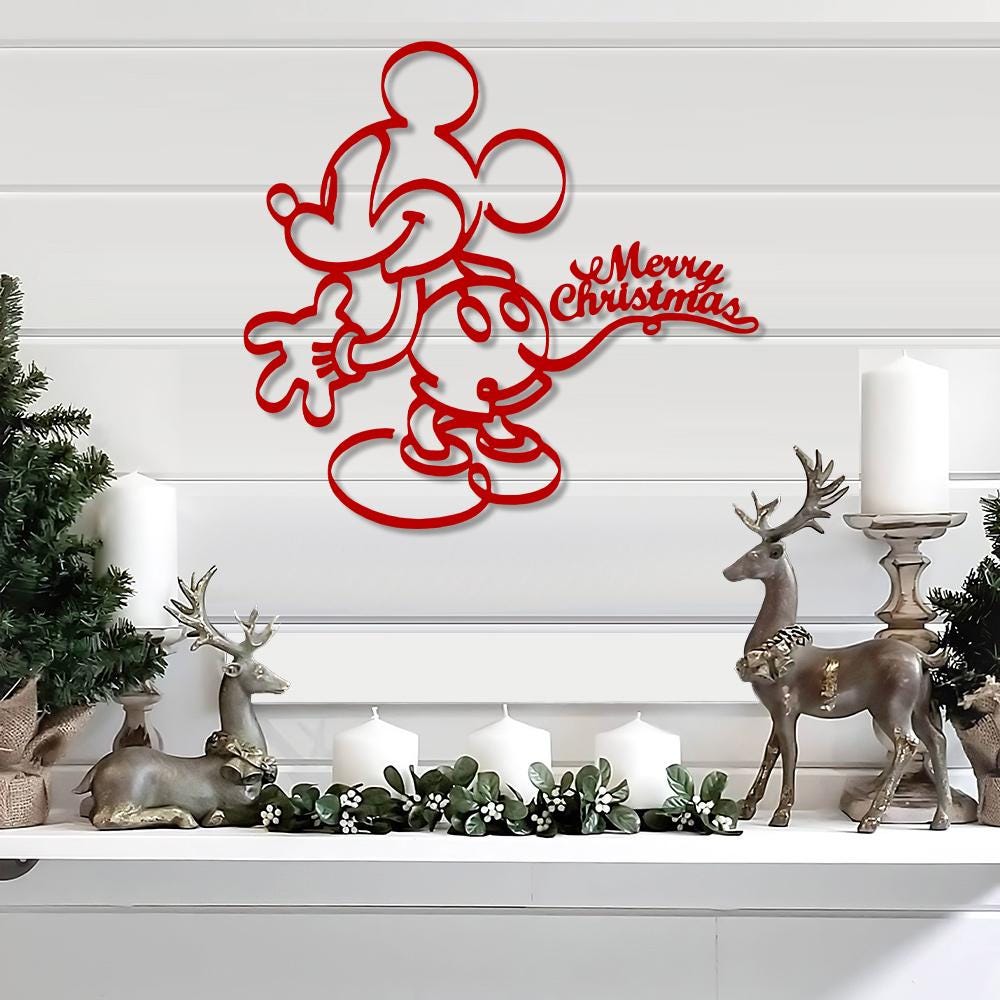 Mickey Merry Christmas Welcome Sign: Disney X-mas Door Hanger, Metal Sign and Wood Sign 2025
