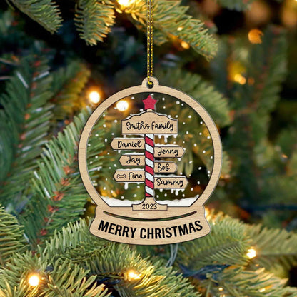 Personalized Family and Pets Snow Globe Ornament, Christmas Tree Ornament, Custom Family Names Ornament, Family Tree Ornament, Mom Dad Gifts