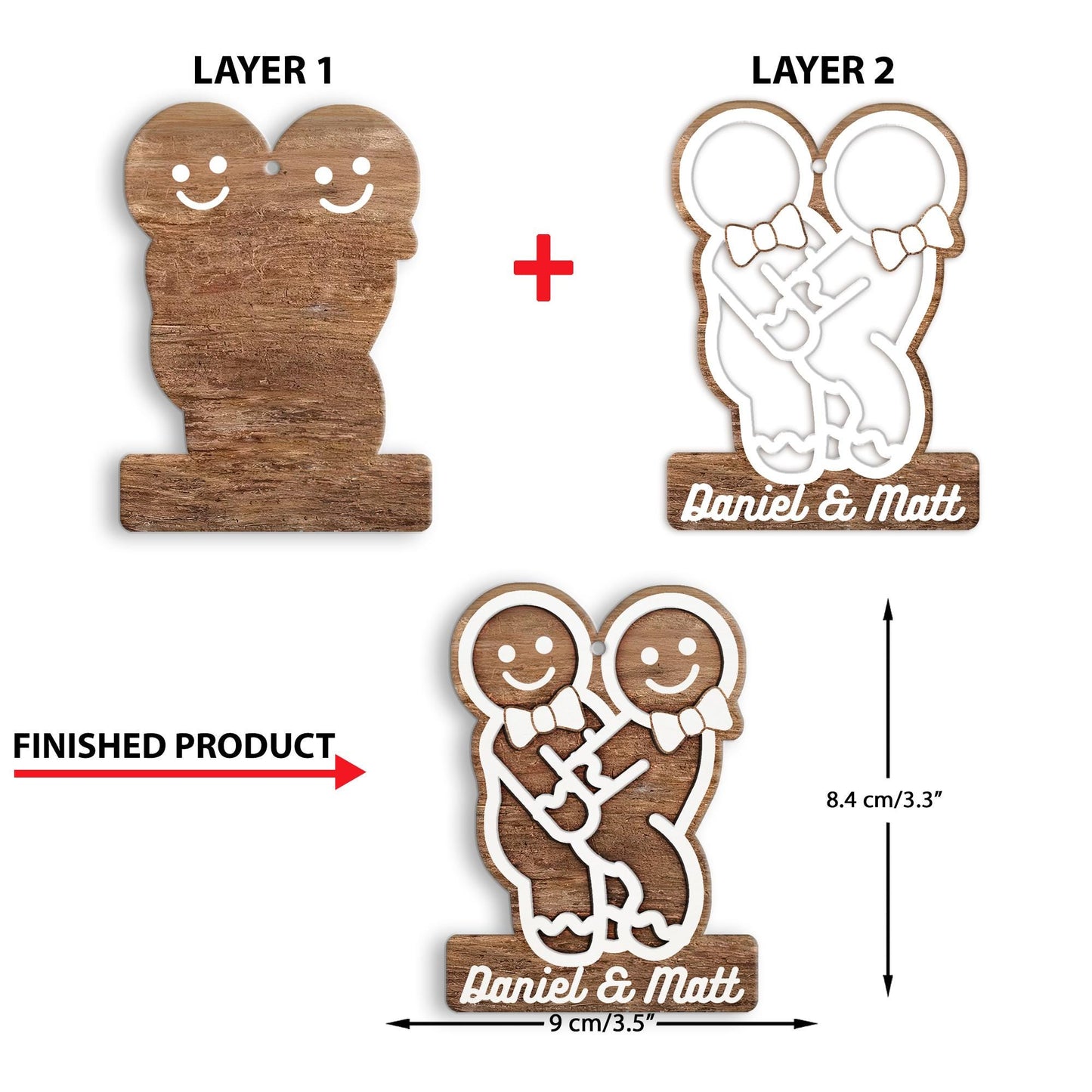 Custom Naughty LGBT Christmas Ornament, Personalized Gingerbread Name Ornament, Funny Couple Decoration, Xmas Tree Decor, Humorous Xmas Gift