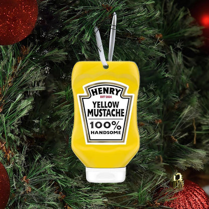 Personalized Mustard Bottle Christmas Ornament, Custom Acrylic or Wooden Gift