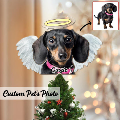 Personalized Pet Photo Tree Topper, Custom Cat Dog Christmas Tree Topper, Angel Dog Tree Topper, Pet Memorial Topper 2025, Pet Loss Topper