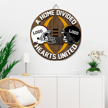 Personalized House Divided Football Door Hanger: Sports Team Sign