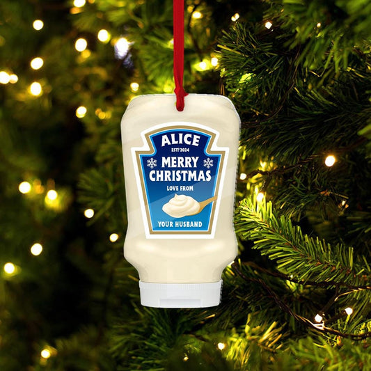 Personalized Mayonnaise Ornament, Custom Name and Message Ornament, Christmas Tree Gift, Two-sided Acrylic Ornament, Wooden Ornament