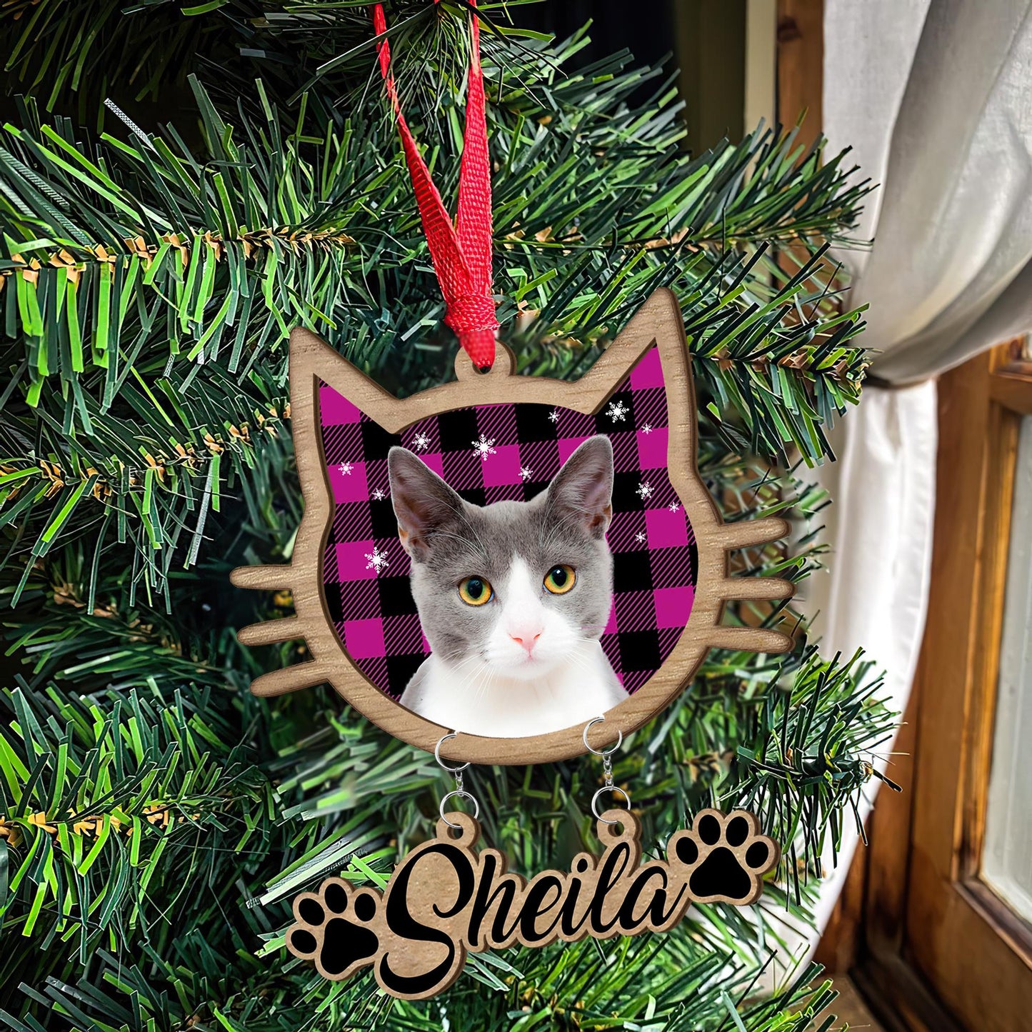 Personalized Cat Photo Christmas Ornament: Custom Pet Keepsake Gift
